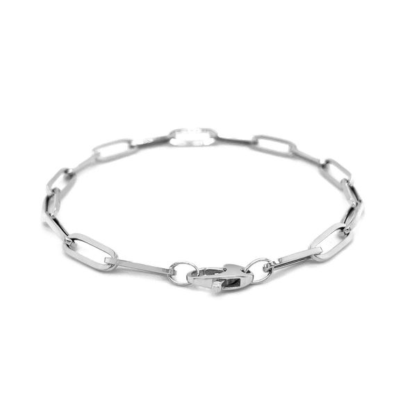 14K White Gold Bold Paperclip Chain Bracelet - Picture 3 of 3